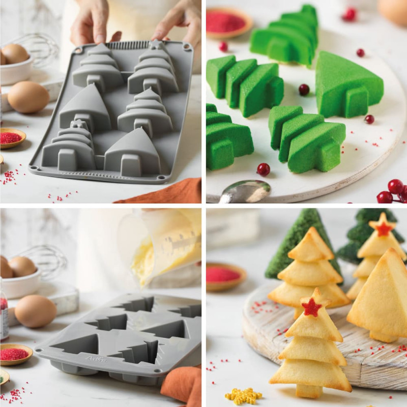 MEZHEN Moules en Silicone Noël Moulle Silicone Sapin de Noël Moules à  Gâteaux 3D Moules à Pâtisserie Chocolat Savon Antiadhésif Moule de Cuisson  Noël Pain D'épice Père Noël 2 Pièces : 