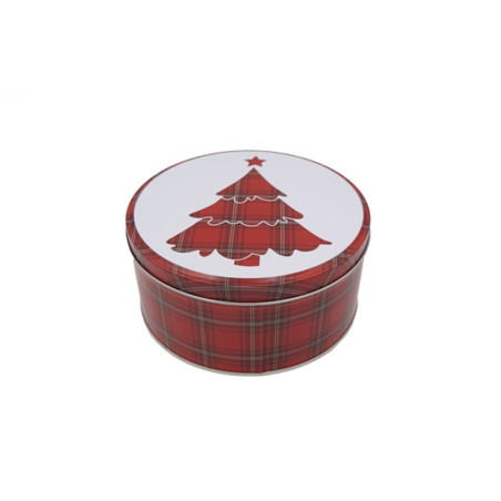 Boite à gâteaux de Noël ronde Moyenne - Décor Sapin de Noël - 16 cm