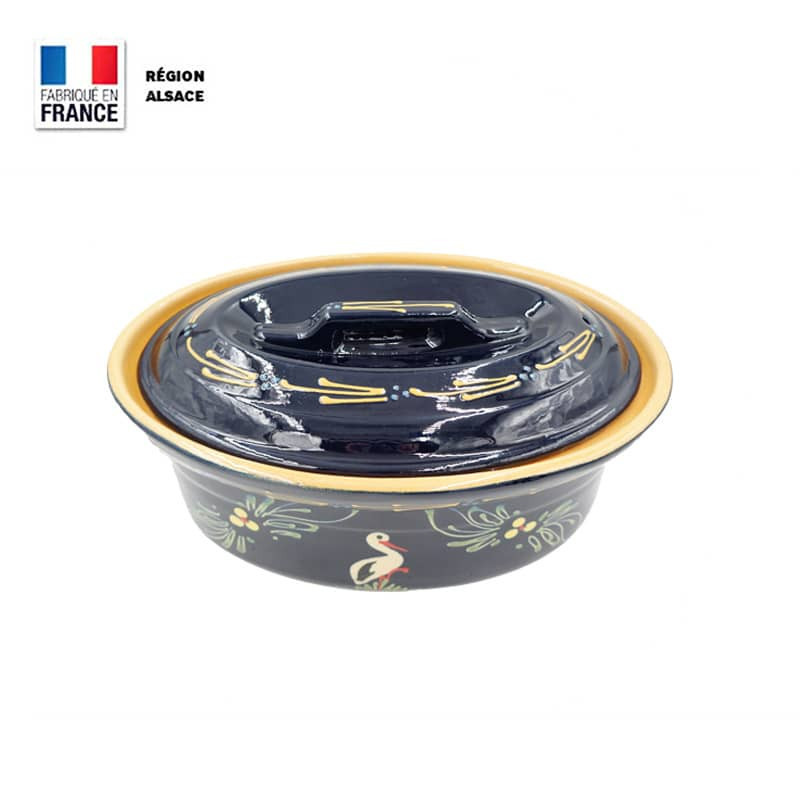 Terrine à Baeckeoffe Bleue Décor Cigogne Moule à Baeckeoffe en