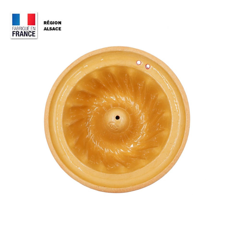 Moule à Kouglof En Terre Cuite – Décor Alsacien Beige Et Rouge – Très Sympa – Occasion