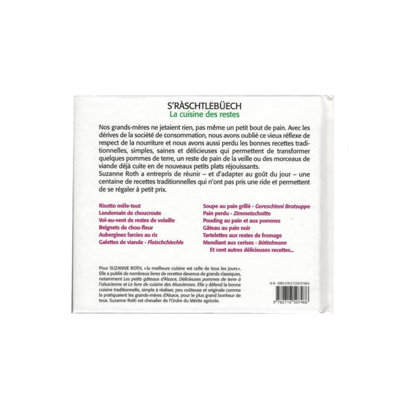 Livre de recettes alsaciennes - La cuisine des restes de Suzanne Roth