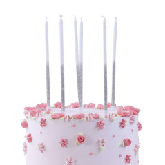 Bougies d'anniversaire - Blanche Argent pailleté