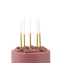 Bougies d'anniversaire - Blanches et Or pailleté