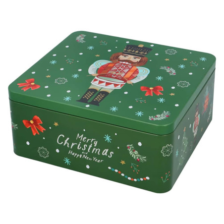 Boite à biscuits de Noël rectangulaire grande - Décor Casse-Noisette - 21 cm