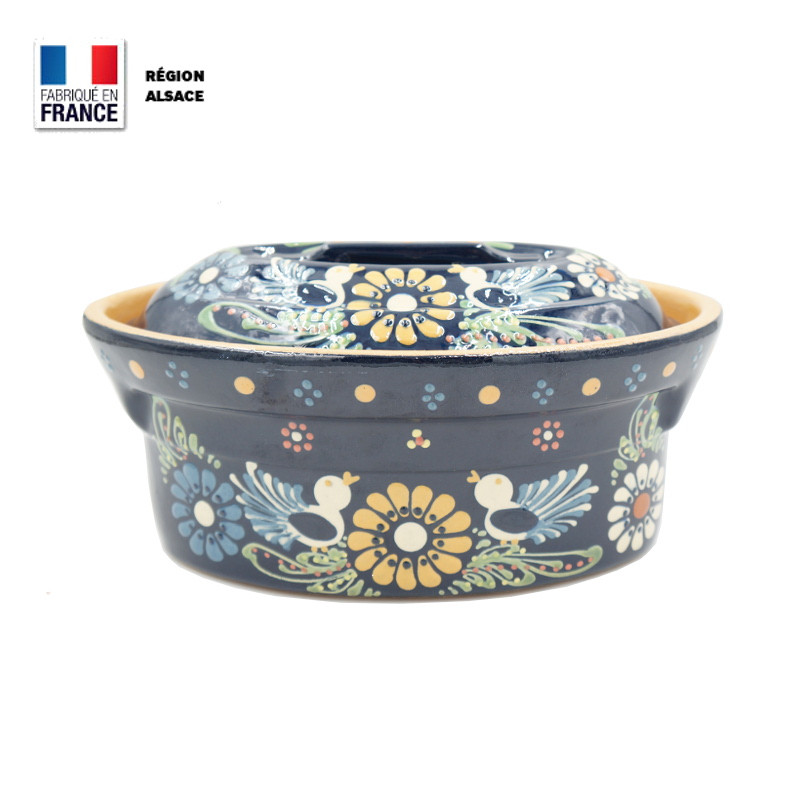 Terrine à Baeckeoffe 2 personnes Moule à Baeckeoffe Bleue Décor