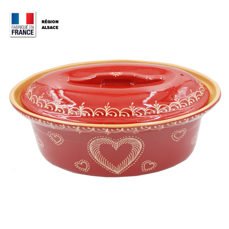Terrine à Baeckeoffe 8 10 personnes rouge décor coeur Moule à