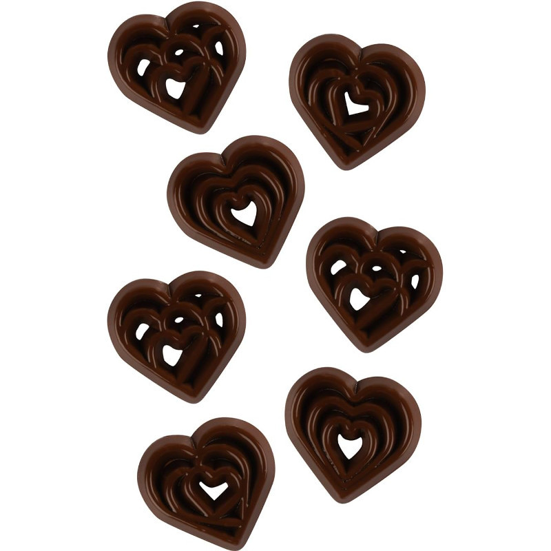 Décors en Chocolat Noir : Coeurs filigranes