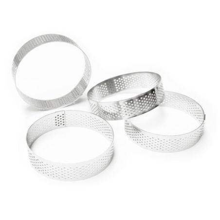 Cercle à Tarte Perforé Rond 8 cm - Lot de 4