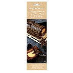 2 Feuilles de transfert Chocolat - Motif Doré - Déco bûche de Noël