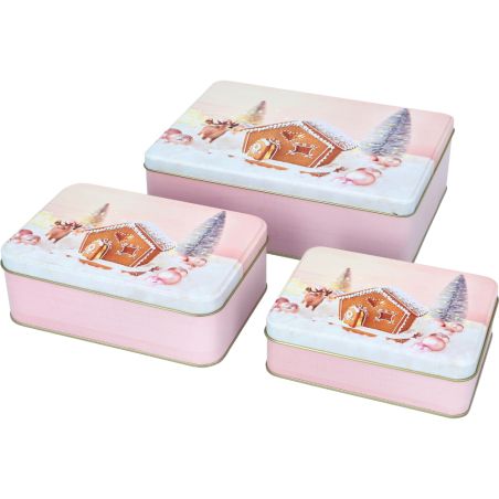 Lot de 3 Boites à Biscuits en métal de Noël