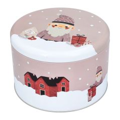 Boite à biscuits de Noël ronde Grande - Décor Noël - 18 cm