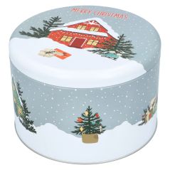 Boite à gâteaux de Noël ronde Grande -  Décor Noël - 18 cm