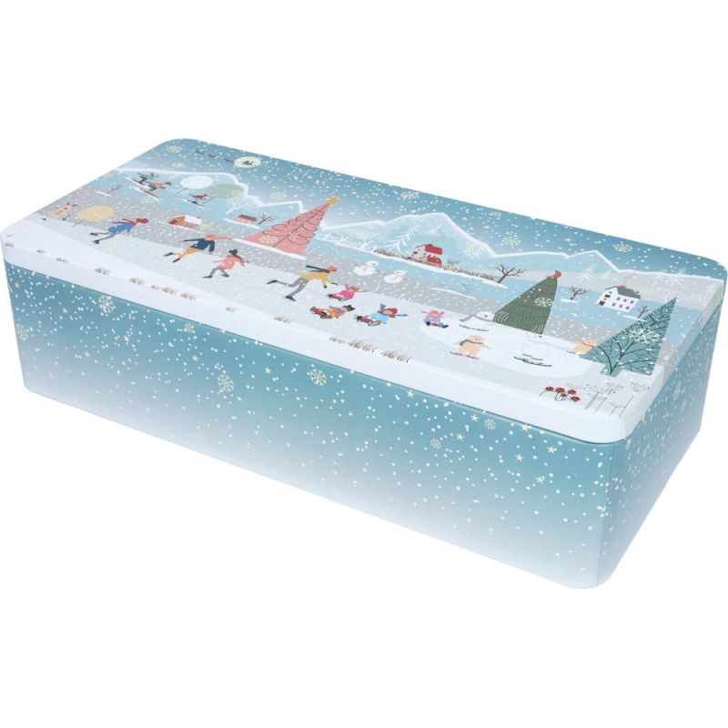 Boite à bredele de Noël rectangulaire maxi - Décor Noël - 40 cm