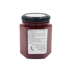Pot de confiture à la fraise rhubarbe