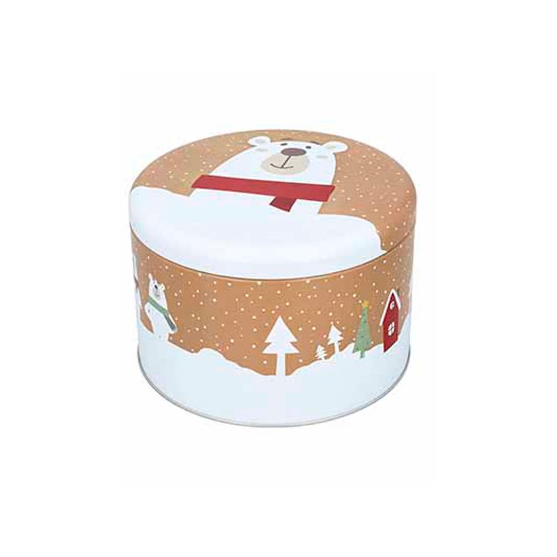 Boite à gâteaux de Noël ronde Grande -  Décor Noël - 18 cm