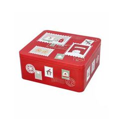 Boite à biscuits de Noël rectangulaire grande - Décor Noël - 21 cm