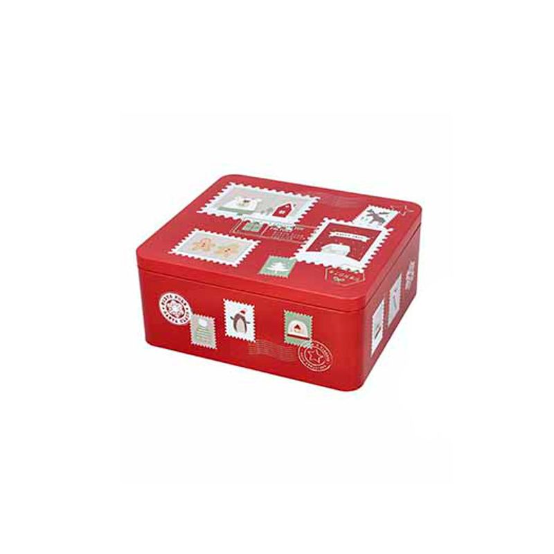 Boite à biscuits de Noël rectangulaire grande - Décor Noël - 21 cm Boite à biscuits de Noël rectangulaire grande - Décor Noël - 21 cm