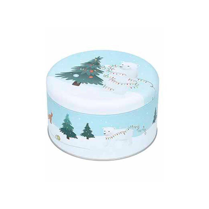 Boite à gâteaux de Noël ronde Petite - Décor Sapin de Noël - 14 cm Boite à gâteaux de Noël ronde Petite - Décor Sapin de Noël - 14 cm