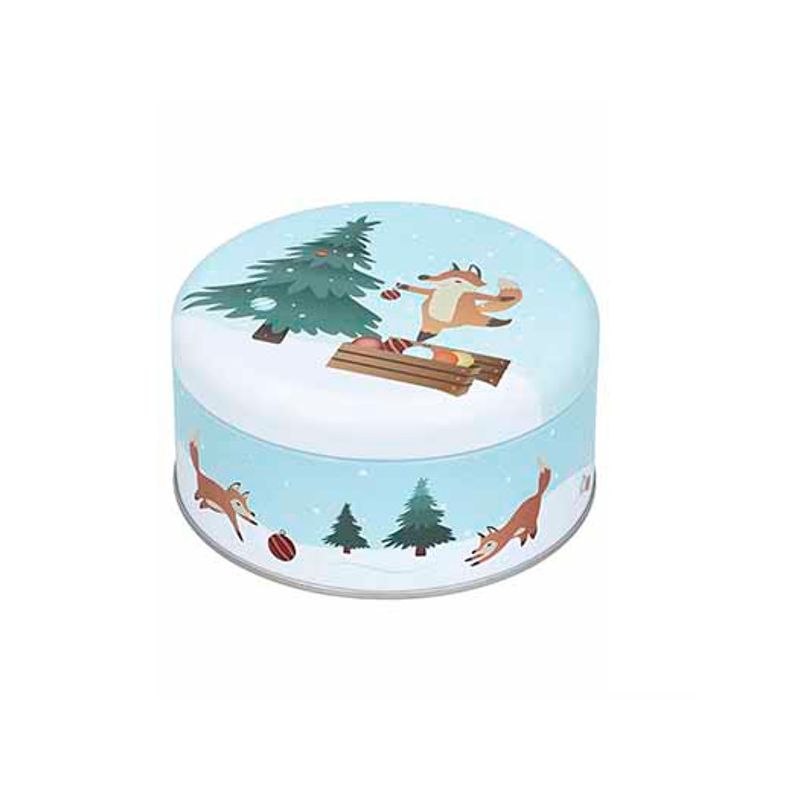 Boite à gâteaux de Noël ronde Mini - Décor Noël - 12 cm Boite à gâteaux de Noël ronde Mini - Décor Noël - 12 cm