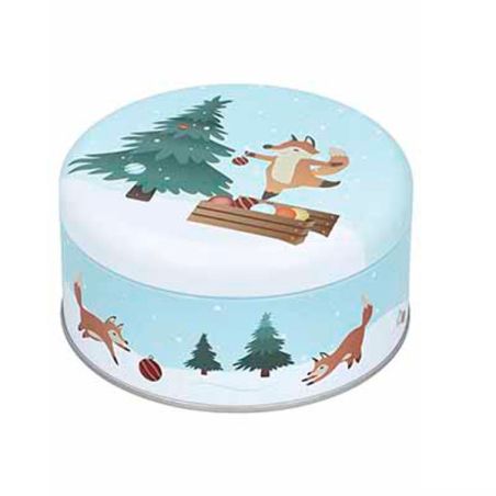 Boite à gâteaux de Noël ronde Mini -  Décor Noël - 12 cm