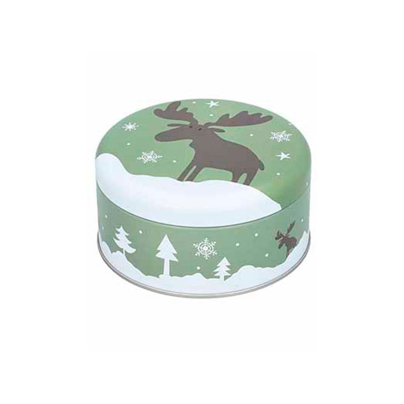 Boite à biscuits de Noël ronde mini - décor Noël - 12 cm Boite à biscuits de Noël ronde mini - décor Noël - 12 cm