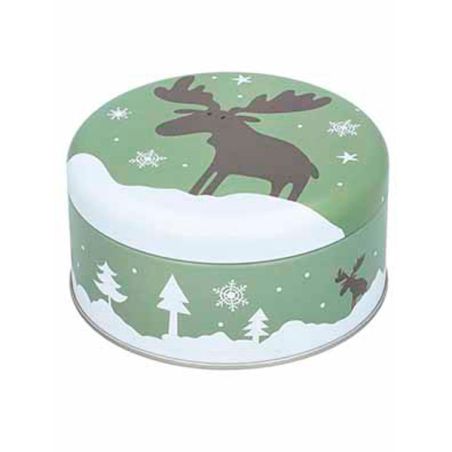 Boite à biscuits de Noël ronde mini - décor Noël - 12 cm