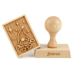 Tampon à Biscuit en Bois Motif Gnome – Rectangle