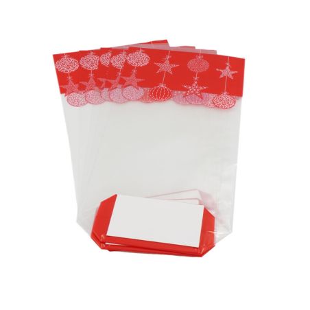 5 Sachets décor Noël pour biscuits et sablés - 12 x 26 cm