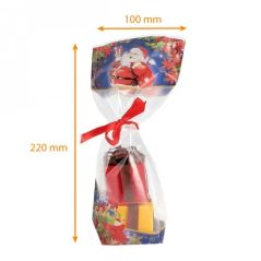 sachets polypropylène pour bredele, décor père noël et sa hotte