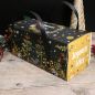 Boîte à bûche Motif Noël Noir et Or avec Anses - 35x11x11 cm