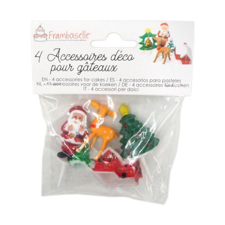 4 Sujets de Noël - Décoration Bûche