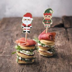 Décoration pour bûche de Noël : 10 Pics Père Noël et Lutin