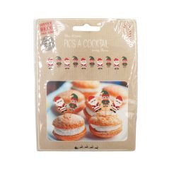 Décoration pour apéritifs de Noël : 10 Pics Père Noël et Lutin