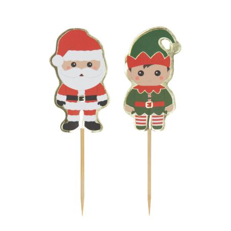 10 Pics Père Noël et Lutin - Décoration Bûche