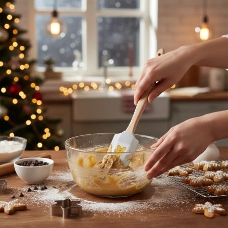 Maryse de Noël grise décor Bonhomme et Emporte-pièce Patin à glace