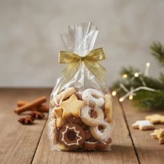 Nœud or en ruban satin avec attache twist pour sachets cadeaux