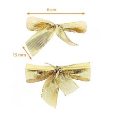 5 Nœuds Satin Or Attache Twist - 15mm x 6cm