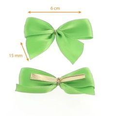 5 Nœuds Satin Vert Pomme Attache Twist - 6cm x 1,5cm