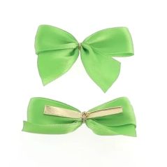 5 Nœuds Satin Vert Pomme Attache Twist - 15mm x 6cm