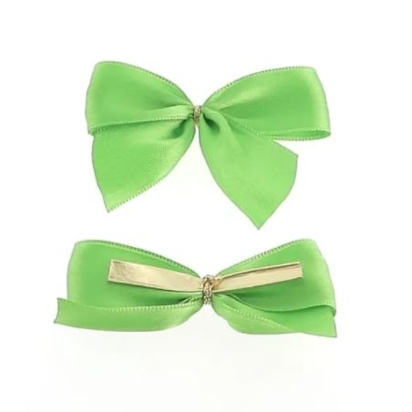 5 Nœuds Satin Vert Pomme Attache Twist - 15mm x 6cm