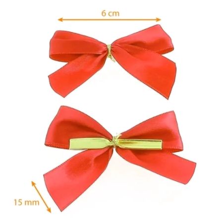 5 Nœuds Satin Rouge Attache Twist - 6cm x 1,5 cm
