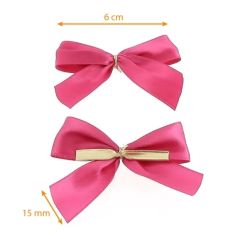 5 Nœuds Satin Rose Attache Twist - 6cm x 1,5cm