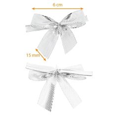 5 Nœuds Satin Argent Attache Twist - 6cm x 1,5cm