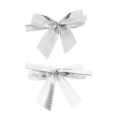 5 Nœuds Satin Argent Attache Twist - 15mm x 6cm