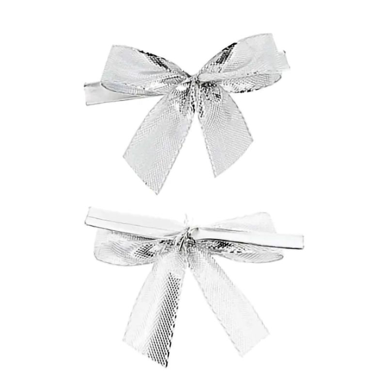 5 Nœuds Satin Argent Attache Twist - 6cm x 1,5cm