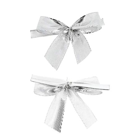 5 Nœuds Satin Argent Attache Twist - 15mm x 6cm