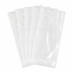 Lot de 5 sachets pour biscuits et confiseries - décor dentelle blanche - 12 × 27,5 cm
