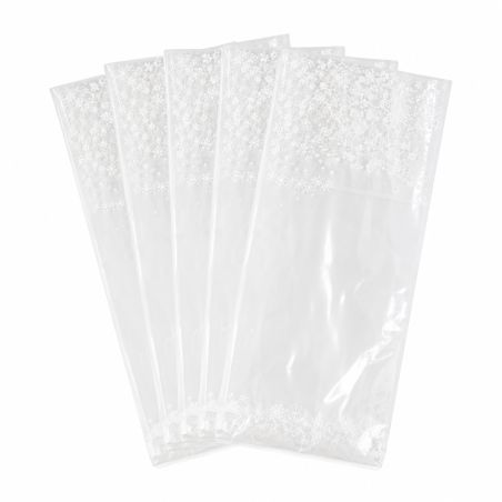 Lot de 5 sachets pour biscuits et confiseries - décor dentelle blanche - 12 × 27,5 cm