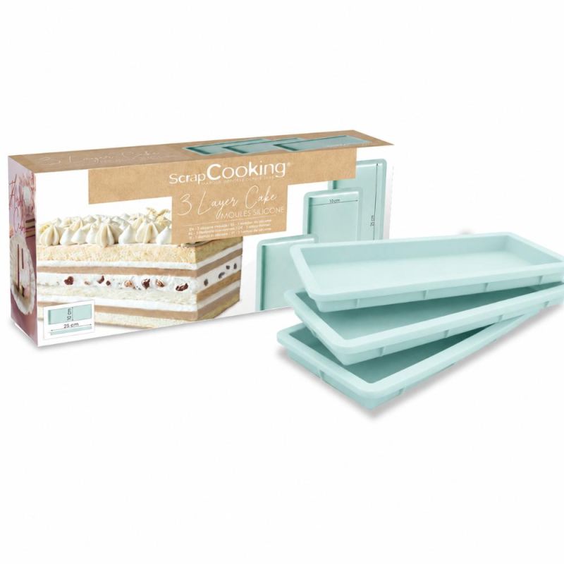 Lot de 3 moules layer cake rectangulaires en silicone