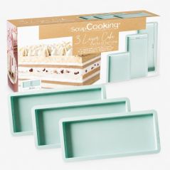 Lot de 3 moules layer cake rectangulaires en silicone